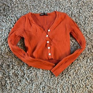 shein long sleeve orange crop top